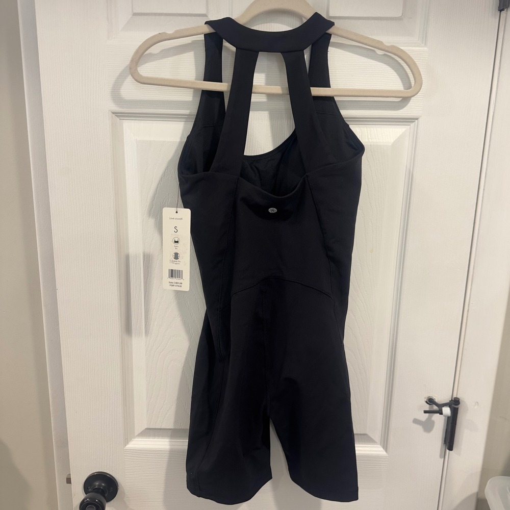 Harmony & Balance Black Active Romper Bodysuit High Neck Cutout Back Small NEW - Picture 6 of 6